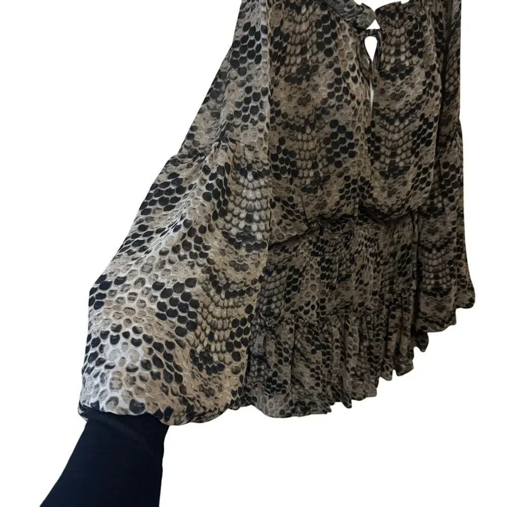 BUDDY LOVE Zozo Python Snakeskin Print Ruffle Tie… - image 4